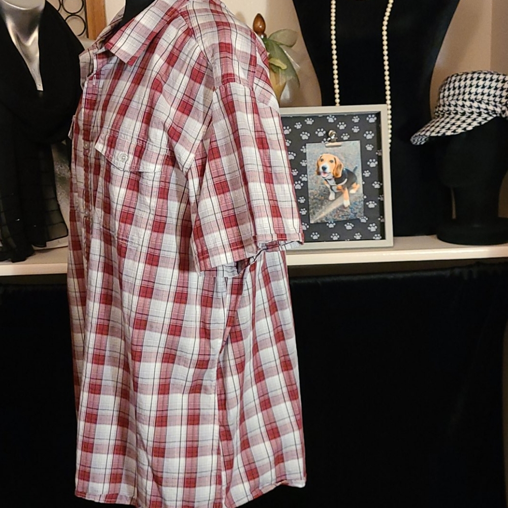 Apt. 9 Plade red&white button up shirt XXL - Picture 4 of 9